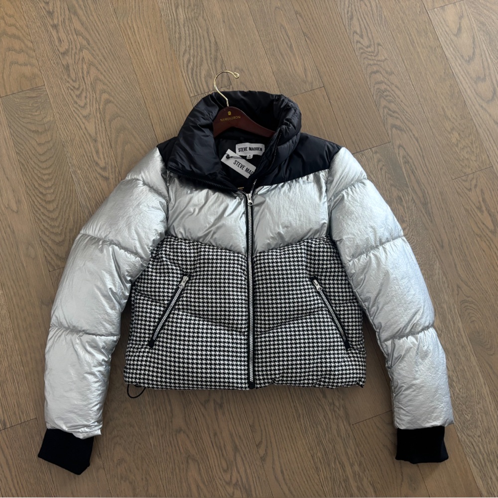 Stylish Black and Silver Women's Steve Madden Jacket